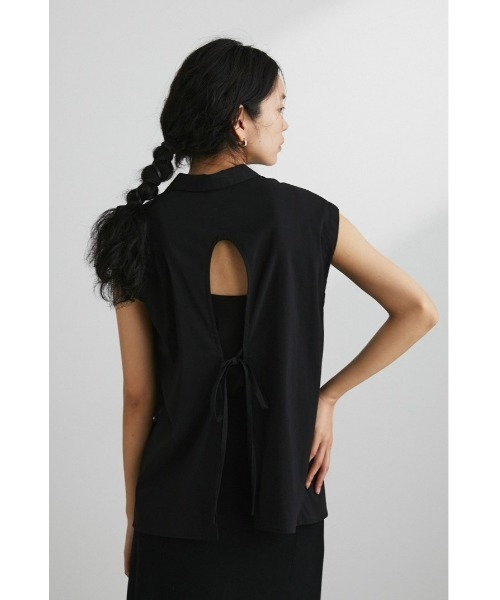 STYLEMIXER(スタイルミキサー)の「バックラウンドカッティングシャツ(シャツ/ブラウス・レディース・ブラック/ライトベージュ/ライム・FREE)」の2枚目の写真