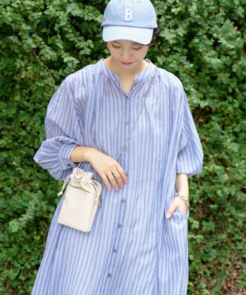 CIAOPANIC TYPY（チャオパニックティピー）の「▽サンドウォッシュボリュームスリーブストライプシャツワンピース（ワンピース・レディース・ブルー/イエロー/ピンク・ONE SIZE）」の4枚目の写真