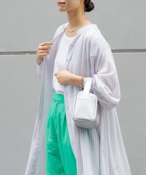 CIAOPANIC TYPY（チャオパニックティピー）の「▽サンドウォッシュボリュームスリーブストライプシャツワンピース（ワンピース・レディース・ブルー/イエロー/ピンク・ONE SIZE）」の7枚目の写真