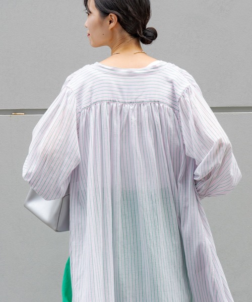 CIAOPANIC TYPY（チャオパニックティピー）の「▽サンドウォッシュボリュームスリーブストライプシャツワンピース（ワンピース・レディース・ブルー/イエロー/ピンク・ONE SIZE）」の12枚目の写真