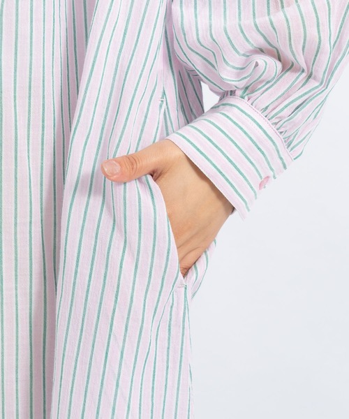 CIAOPANIC TYPY（チャオパニックティピー）の「▽サンドウォッシュボリュームスリーブストライプシャツワンピース（ワンピース・レディース・ブルー/イエロー/ピンク・ONE SIZE）」の8枚目の写真