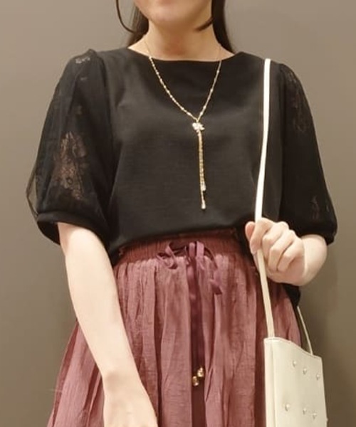 axes femme(アクシーズファム)の「オパールレース×チュールPO(Tシャツ/カットソー・レディース・ホワイト/ミント/ブラック・FREE)」の2枚目の写真