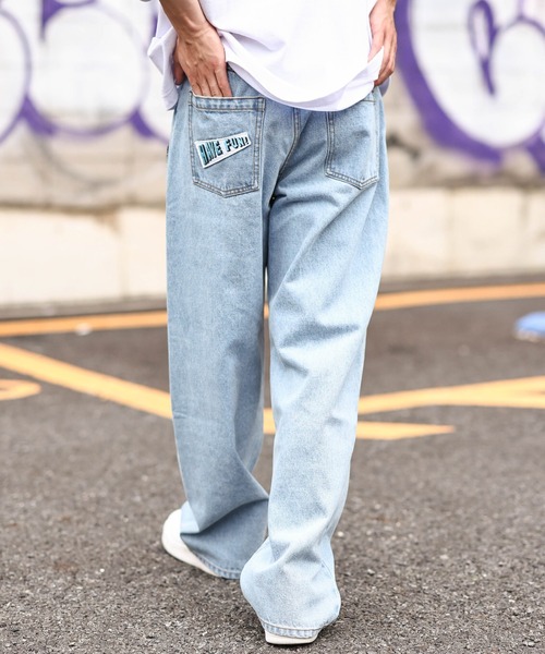 WEGO（ウィゴー）の「WEGO/ワッペンデニムワイドパンツ（デニムパンツ・メンズ・ライトインディゴブルー/インディゴブルー・MEDIUM/LARGE）」の7枚目の写真