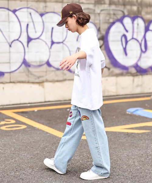 WEGO（ウィゴー）の「WEGO/ワッペンデニムワイドパンツ（デニムパンツ・メンズ・ライトインディゴブルー/インディゴブルー・MEDIUM/LARGE）」の5枚目の写真