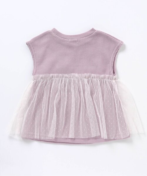 BREEZE（ブリーズ）の「チュールドッキングワッフルTシャツ（Tシャツ/カットソー・キッズ・ブラック/ブラウン/ピンク/サックスブルー・120/130/140/110/100/80/90）」の7枚目の写真