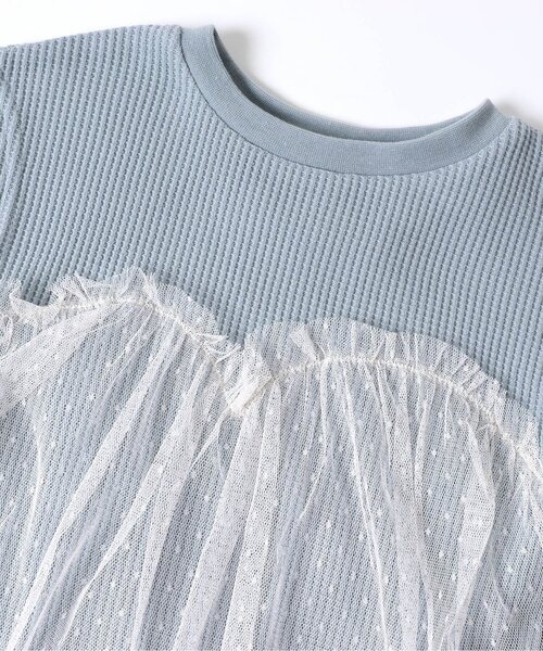 BREEZE（ブリーズ）の「チュールドッキングワッフルTシャツ（Tシャツ/カットソー・キッズ・ブラック/ブラウン/ピンク/サックスブルー・120/130/140/110/100/80/90）」の10枚目の写真