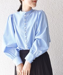 *〈手洗い可能〉フロントボタンボリュームスリーブブラウス◆