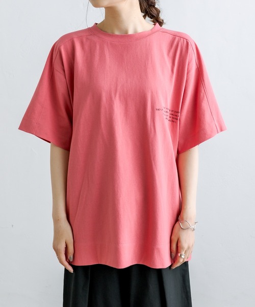 PUAL CE CIN（ピュアルセシン）の「ロゴフロッキー／刺繍Tシャツ（Tシャツ/カットソー・レディース・ベージュ/ピンク/ブルー/ナチュラル・FREE）」の21枚目の写真