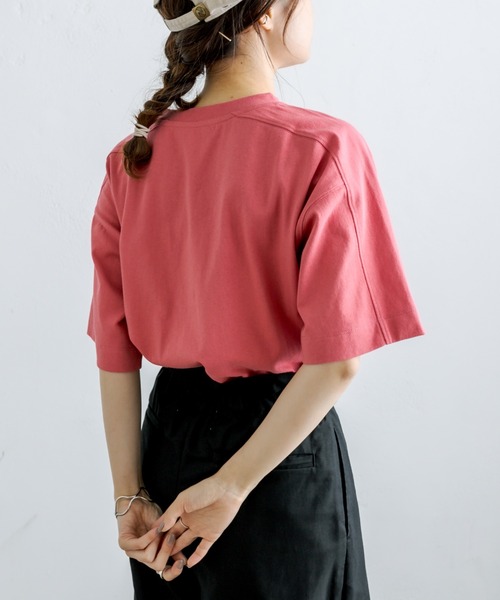 PUAL CE CIN（ピュアルセシン）の「ロゴフロッキー／刺繍Tシャツ（Tシャツ/カットソー・レディース・ベージュ/ピンク/ブルー/ナチュラル・FREE）」の11枚目の写真