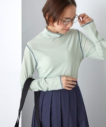 forksy. | 【forksy.】配色ステッチシアーリブタートルネックプルオーバー(Tシャツ/カットソー)