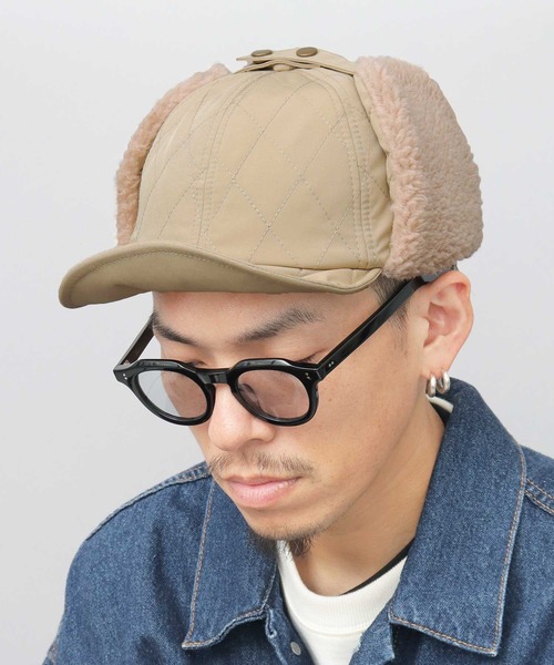 Basiquenti(ベーシックエンティ)の「キルティング ボア フライトキャップ(キャップ・メンズ・ブラック/ベージュ/ブルー/グリーン/ネイビー/カーキ・FREE)」の10枚目の写真