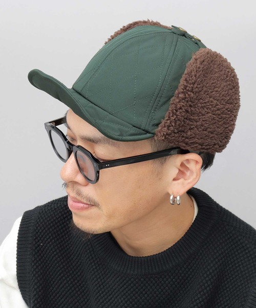 Basiquenti(ベーシックエンティ)の「キルティング ボア フライトキャップ(キャップ・メンズ・ブラック/ベージュ/ブルー/グリーン/ネイビー/カーキ・FREE)」の12枚目の写真