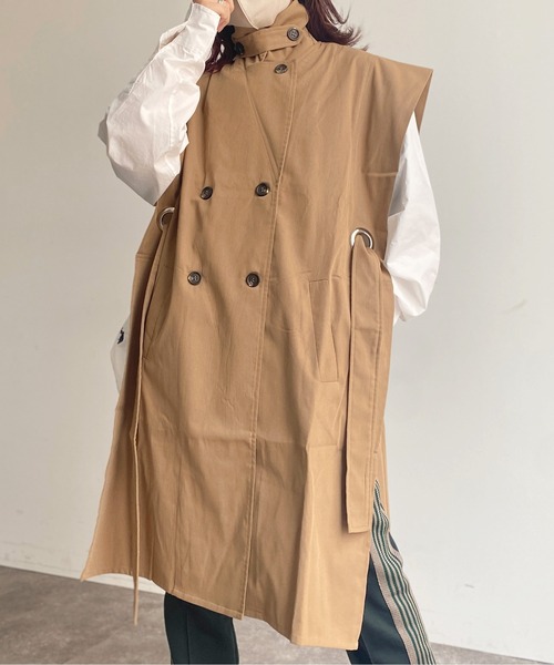 CPCM(シーピーシーエム)の「2WAYポンチョ風ハトメトレンチ(トレンチコート・レディース・ベージュ/ブラウン/カーキ・FREE)」の3枚目の写真