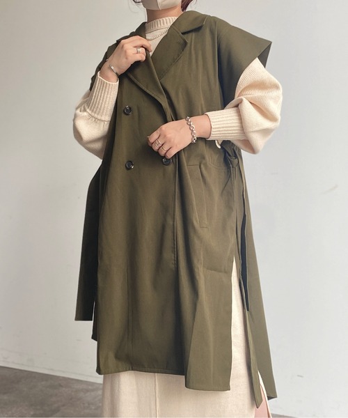 CPCM(シーピーシーエム)の「2WAYポンチョ風ハトメトレンチ(トレンチコート・レディース・ベージュ/ブラウン/カーキ・FREE)」の17枚目の写真