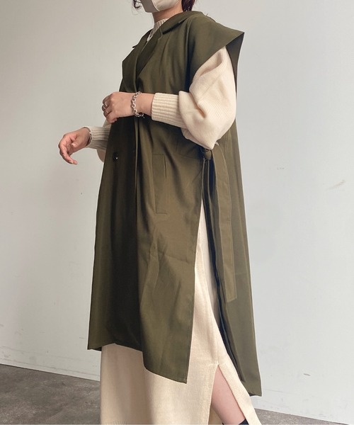 CPCM(シーピーシーエム)の「2WAYポンチョ風ハトメトレンチ(トレンチコート・レディース・ベージュ/ブラウン/カーキ・FREE)」の14枚目の写真