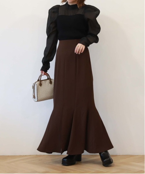 archives(アルシーヴ)の「マチ付きマーメイドスカート(無地)(スカート・レディース・チャコールグレー/ブラック/ブラウン/アイボリー/ダークブラウン・MEDIUM)」の5枚目の写真