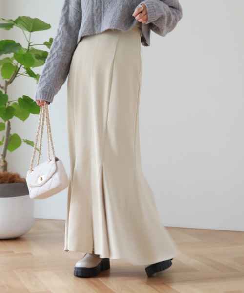 archives(アルシーヴ)の「マチ付きマーメイドスカート(無地)(スカート・レディース・チャコールグレー/ブラック/ブラウン/アイボリー/ダークブラウン・MEDIUM)」の2枚目の写真