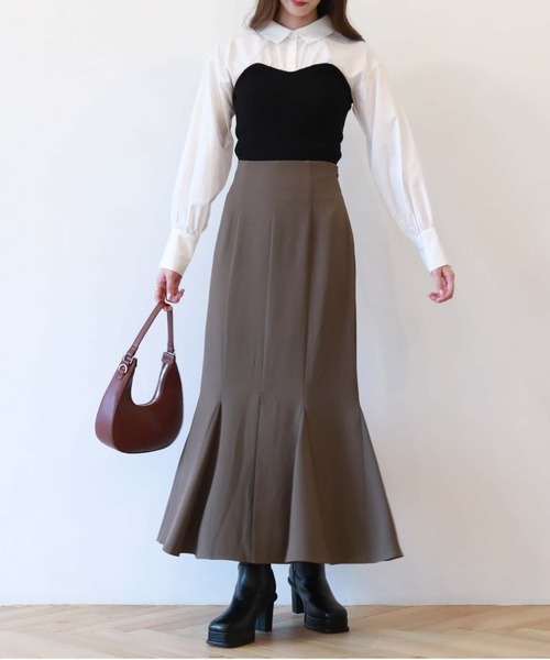 archives(アルシーヴ)の「マチ付きマーメイドスカート(無地)(スカート・レディース・チャコールグレー/ブラック/ブラウン/アイボリー/ダークブラウン・MEDIUM)」の16枚目の写真