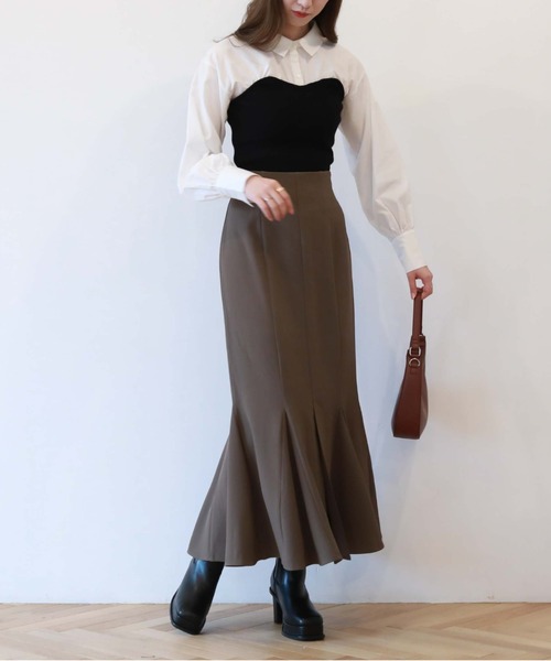 archives(アルシーヴ)の「マチ付きマーメイドスカート(無地)(スカート・レディース・チャコールグレー/ブラック/ブラウン/アイボリー/ダークブラウン・MEDIUM)」の19枚目の写真