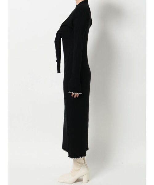 MERCURYDUO（マーキュリーデュオ）の「フロントリボン2WAYリブニットワンピース（ワンピース・レディース・ブラック/アイボリー/ラベンダー・FREE/MEDIUM/SMALL）」の6枚目の写真