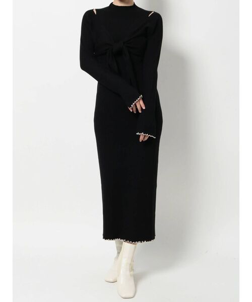 MERCURYDUO（マーキュリーデュオ）の「フロントリボン2WAYリブニットワンピース（ワンピース・レディース・ブラック/アイボリー/ラベンダー・FREE/MEDIUM/SMALL）」の21枚目の写真