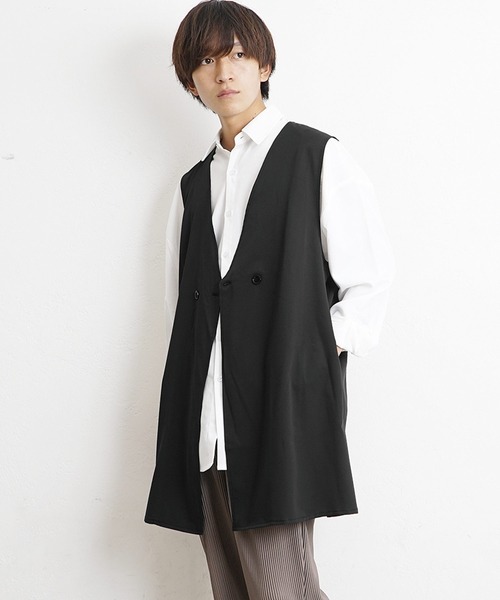MinoriTY（マイノリティ）の「ダブルブレストロングジレ（ベスト・メンズ・グレー/ブラック/グリーン・M/L）」の4枚目の写真
