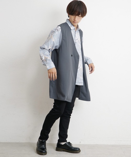 MinoriTY（マイノリティ）の「ダブルブレストロングジレ（ベスト・メンズ・グレー/ブラック/グリーン・M/L）」の8枚目の写真