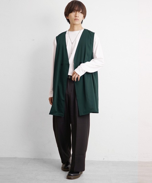 MinoriTY（マイノリティ）の「ダブルブレストロングジレ（ベスト・メンズ・グレー/ブラック/グリーン・M/L）」の11枚目の写真