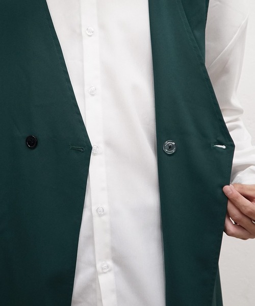 MinoriTY（マイノリティ）の「ダブルブレストロングジレ（ベスト・メンズ・グレー/ブラック/グリーン・M/L）」の14枚目の写真