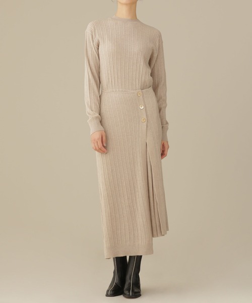 CASA FLINE(カーサフライン)の「casa fline/ラップイレヘムニットドレス(ワンピース・レディース・グリーン/チャコール/ベージュ・FREE)」の2枚目の写真