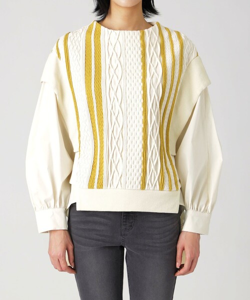 LOVELESS（ラブレス）の「ストライプケーブルコンビプルオーバー（その他トップス・レディース・ネイビー/イエロー系その他2・FREE）」の3枚目の写真