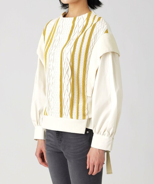 LOVELESS（ラブレス）の「ストライプケーブルコンビプルオーバー（その他トップス・レディース・ネイビー/イエロー系その他2・FREE）」の4枚目の写真