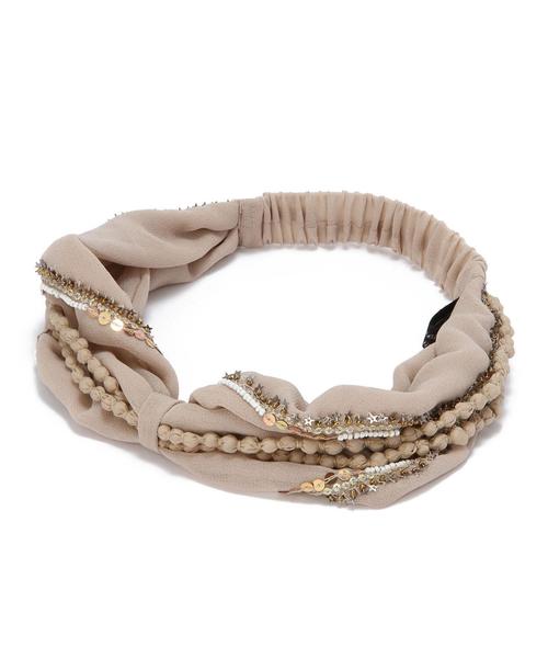 Another Edition(アナザーエディション)の「ビーズスパンコールヘアバンド/AE BEADS SPN HB(ヘアバンド・レディース・ブラック/ベージュ・フリー)」の1枚目の写真