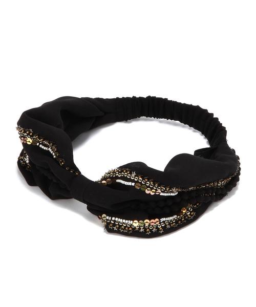 Another Edition(アナザーエディション)の「ビーズスパンコールヘアバンド/AE BEADS SPN HB(ヘアバンド・レディース・ブラック/ベージュ・フリー)」の2枚目の写真