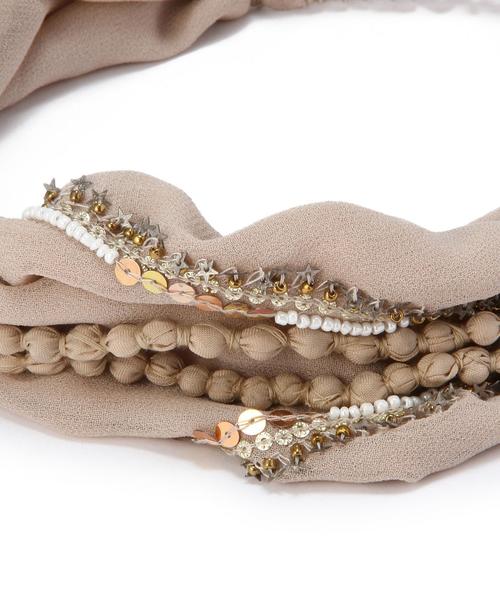 Another Edition(アナザーエディション)の「ビーズスパンコールヘアバンド/AE BEADS SPN HB(ヘアバンド・レディース・ブラック/ベージュ・フリー)」の6枚目の写真