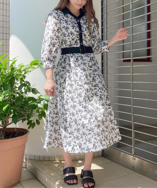 TORTE（トルテ）の「シャツギャザーワンピース（ワンピース・レディース・ホワイト系その他/ブラック系その他/グリーン系その他/ライトグリーン/レッド系その他・FREE）」の7枚目の写真