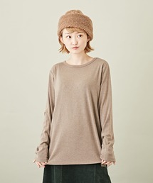 CUBE SUGAR（キューブシュガー）の「無地裏起毛クルーネック長袖インナー（Tシャツ/カットソー）」
