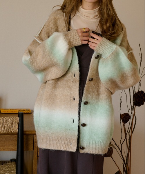 Ambre Neige（アンブルネージュ）の「2WAYグラデーションカーディガン／【WEB/EC限定商品】（カーディガン/ボレロ・レディース・ピンク/グリーン/ライトブラウン/ライトベージュ・FREE）」の18枚目の写真