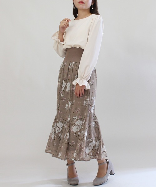 花柄ウエストリブマーメイドワンピース ワンピース Astoria Odier アストリアオディール のファッション通販 Zozotown