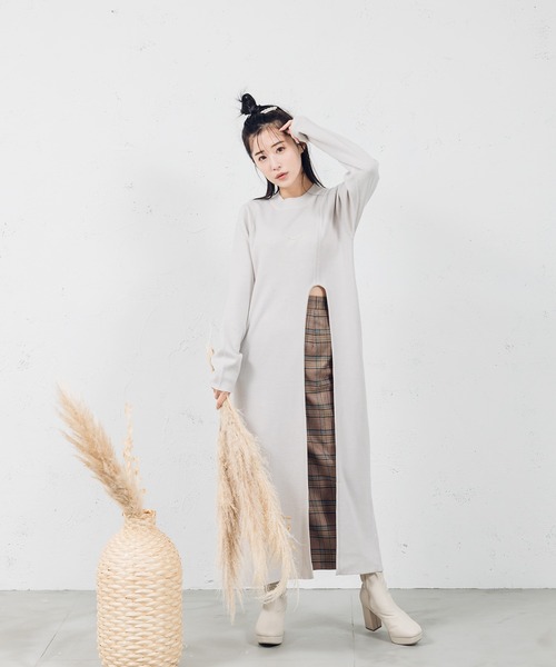 qumerry.(キュメリ)の「チェックタイトロングスカート(スカート・レディース・スモークグレー/ブラウン・SMALL/MEDIUM)」の6枚目の写真