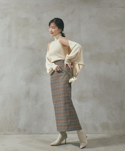 qumerry.(キュメリ)の「チェックタイトロングスカート(スカート・レディース・スモークグレー/ブラウン・SMALL/MEDIUM)」の8枚目の写真