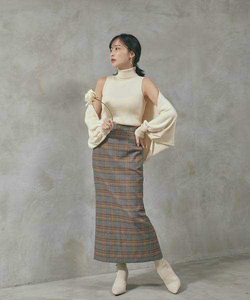 qumerry.(キュメリ)の「チェックタイトロングスカート(スカート・レディース・スモークグレー/ブラウン・SMALL/MEDIUM)」の10枚目の写真
