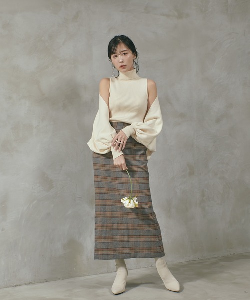 qumerry.(キュメリ)の「チェックタイトロングスカート(スカート・レディース・スモークグレー/ブラウン・SMALL/MEDIUM)」の11枚目の写真