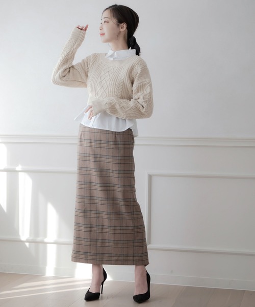 qumerry.(キュメリ)の「チェックタイトロングスカート(スカート・レディース・スモークグレー/ブラウン・SMALL/MEDIUM)」の20枚目の写真