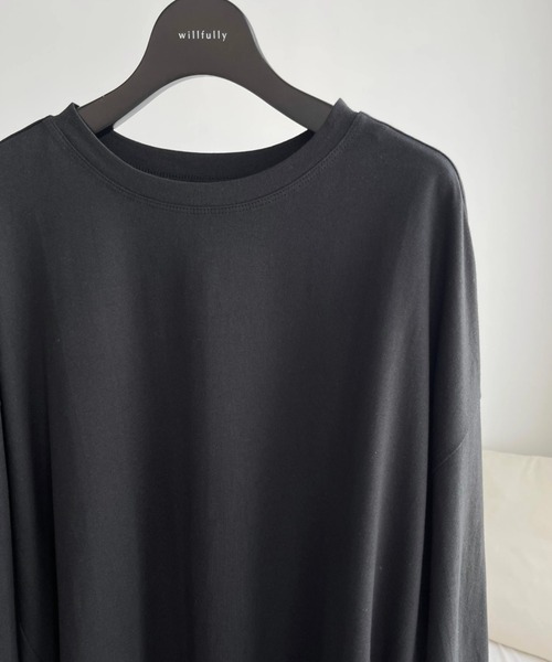 WILLFULLY（ウィルフリー）の「side cut generous long T（Tシャツ/カットソー・レディース・ホワイト/ブラック/オートミール・FREE）」の12枚目の写真