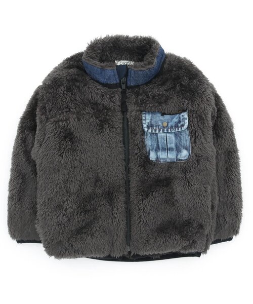 F.O.KIDS(エフオーキッズ)の「ファーフリースジャケット(その他アウター・キッズ・チャコール/アイボリー/レッド・120/110/95/130/80/100/90/140)」の2枚目の写真
