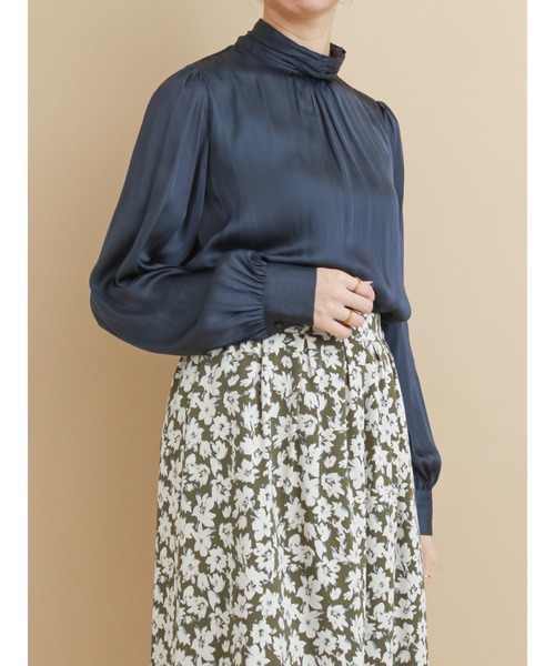 Te chichi（テチチ）の「ハイネックシャーリングカラーブラウス（シャツ/ブラウス・レディース・ネイビー/オフホワイト/ピンク・ﾌﾘ-）」の13枚目の写真