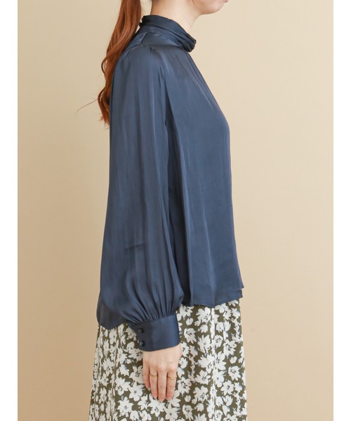 Te chichi（テチチ）の「ハイネックシャーリングカラーブラウス（シャツ/ブラウス・レディース・ネイビー/オフホワイト/ピンク・ﾌﾘ-）」の12枚目の写真