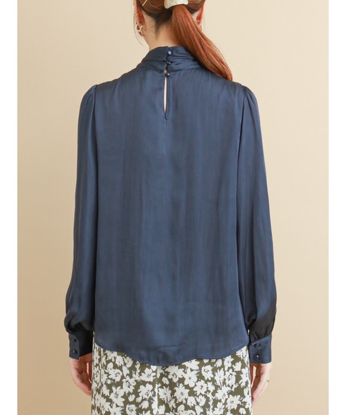 Te chichi（テチチ）の「ハイネックシャーリングカラーブラウス（シャツ/ブラウス・レディース・ネイビー/オフホワイト/ピンク・ﾌﾘ-）」の10枚目の写真