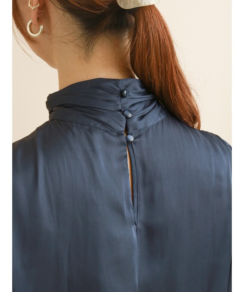 Te chichi（テチチ）の「ハイネックシャーリングカラーブラウス（シャツ/ブラウス・レディース・ネイビー/オフホワイト/ピンク・ﾌﾘ-）」の9枚目の写真